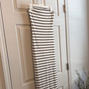 See You Monday | striped strapless ribbed maxi dress